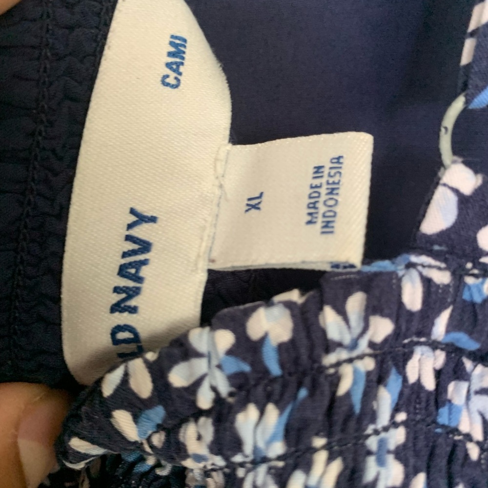 Old Navy Navy Floral Slip Dress with Light Blue and White Print - Picture 3 of 3